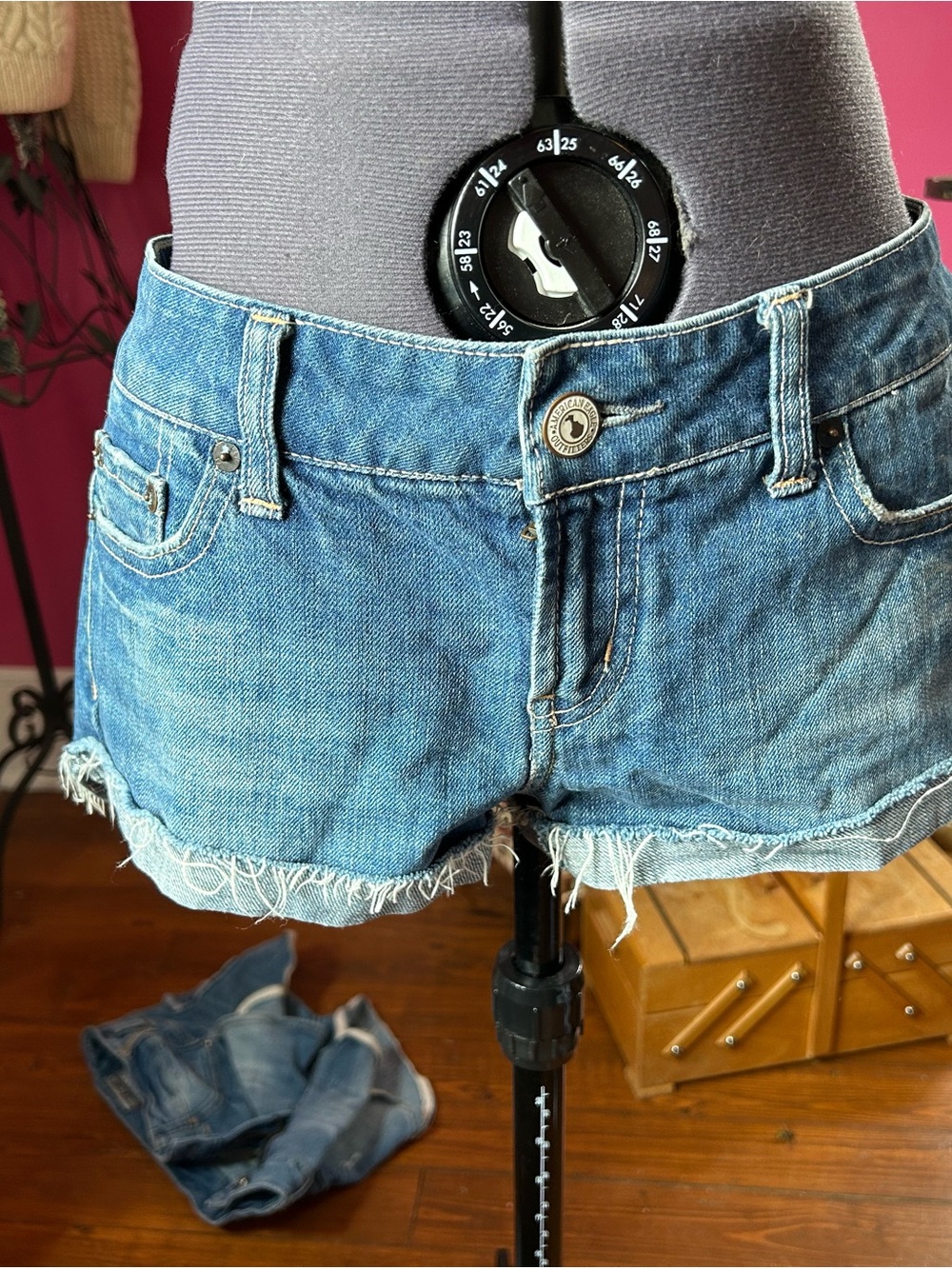 American Eagle Outfitters Light Blue Denim Frayed Hem Shorts